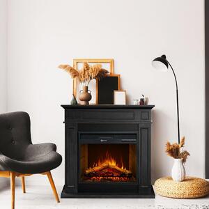 Dmora Camino Elettrico Prevalle 89x28x90h cm Nero, Superficie Riscaldabile 30 m2 Potenza (kw) 0.9/1.8