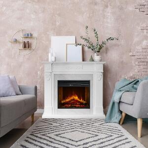 Dmora Camino Elettrico Prasco 121x38x108h cm Bianco, Superficie Riscaldabile 30 m2 Potenza (kw) 0.9/1.8