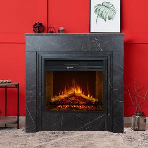 Dmora Camino Elettrico Limbiate 96x35x96h cm Nero, Superficie Riscaldabile 30 m2 Potenza (kw) 0.9/1.8