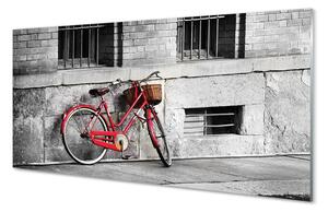 Quadro vetro Bicicletta rossa con cestino 100x50 cm