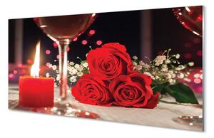 Quadro di vetro Vetro di candele di rose 100x50 cm