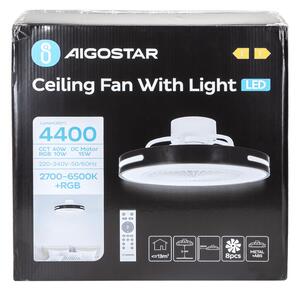 Lampadario Ventilatore da soffitto 55W CCT + RGB illuminazione Led regolabile con telecomando Aigostar