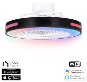 Lampadario Ventilatore da soffitto 55W Smart Bluetooth CCT + RGB illuminazione Led regolabile con telecomando Aigostar