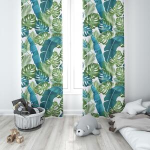 Tenda su anelli foglie di monstera