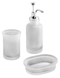Set accessori 3 pezzi in vetro satinato serie Pharmacy di Cipì Dispenser Bicchiere Porta sapone