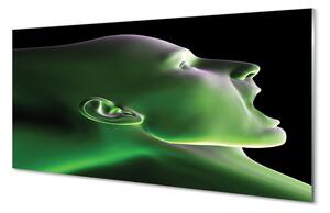 Quadro in vetro Testa umana luce verde 100x50 cm