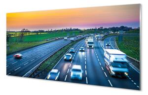 Quadro di vetro Autostrade cielo auto 100x50 cm