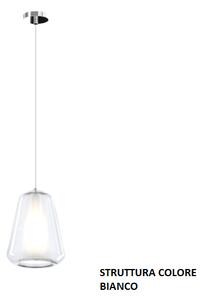 Sospensione bianco 1 luce vetro gamma trasparente 1176bi-s1 gamma-tr