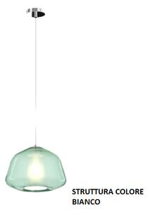 Sospensione bianco 1 luce vetro alpha verde 1176bi-s1 alpha-ve