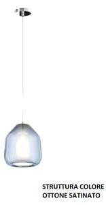 Sospensione ottone sat. 1 luce vetro beta blu 1176os-s1 beta-bl