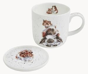 Set tazza in Fine Bone China con sottobicchiere Piggy In Middle 3 pz