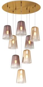 Sospensione ottone sat. tonda 8 luci (4 am + 4 ra) 1164os-s8 t-ar