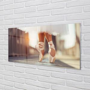 Quadro di vetro Scarpe da ballo bianche gambe donna 100x50 cm
