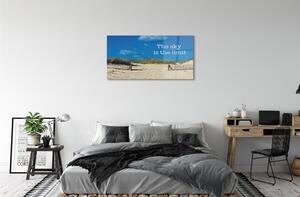 Quadro di vetro Iscrizione beach sky 100x50 cm