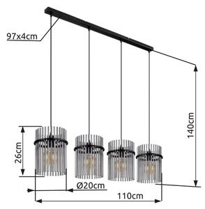 Globo 15698-4H - Lampadario a sospensione con filo GORLEY 4xE27/60W/230V nero