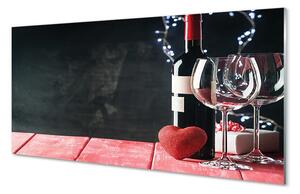 Quadro di vetro Bicchiere da vino a cuore 100x50 cm