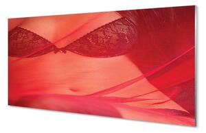 Quadro su vetro Donna sotto tulle rosso 100x50 cm