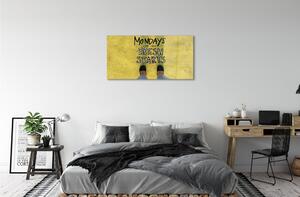 Quadro di vetro Scritte su sfondo giallo per le gambe 100x50 cm