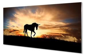 Quadro su vetro acrilico Sunset unicorno 100x50 cm 2 appendini