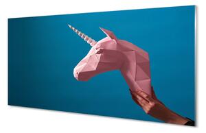 Quadro in vetro Unicorno origami rosa 100x50 cm