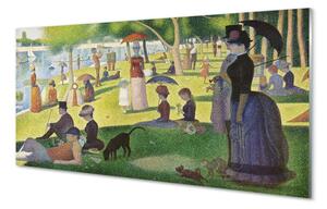 Quadro di vetro Domenica pomeriggio sull'isola della grande jatte - georges seurat 100x50 cm 2 appendini