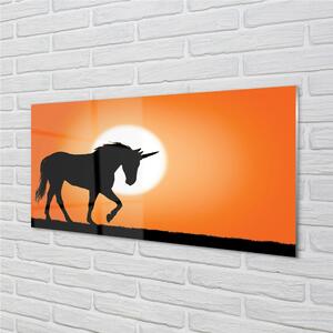 Quadro vetro Unicorno al tramonto 100x50 cm