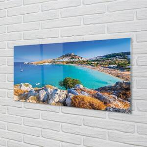Quadro di vetro Grecia spiaggia panoramica costiera 100x50 cm
