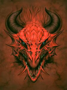 Illustrazione Red dragon in stone background, Refluo