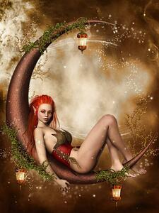 Illustrazione Fairy on a crescent moon, FairytaleDesign