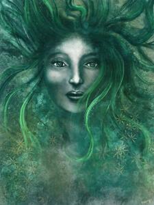 Illustrazione Magical woman with green hair - Digital Painting, unikatdesign