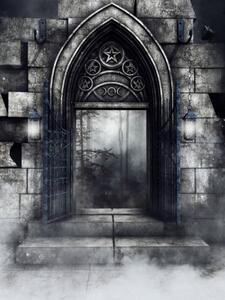 Illustrazione Gothic stone gate with lanterns, FairytaleDesign