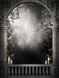 Illustrazione Fantasy balcony with candles, FairytaleDesign