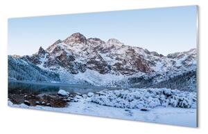 Quadro su vetro Montagne inverno neve lago 100x50 cm