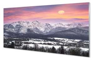 Quadro in vetro Montagne neve invernale 100x50 cm