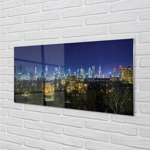 Quadro vetro Panorama notturno di varsavia 100x50 cm