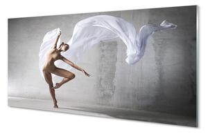 Quadro su vetro Donna che balla tessuto bianco 100x50 cm