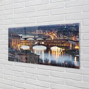 Quadro vetro Italia ponti notte fiume 100x50 cm