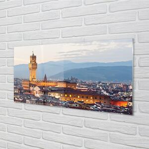 Quadro in vetro Italia castello panorama tramonto 100x50 cm