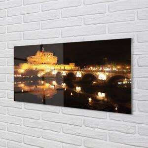 Quadro in vetro Notte dei ponti sul fiume roma 100x50 cm