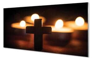 Quadro di vetro Croce di candele 100x50 cm