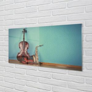Quadro su vetro Violino tromba 100x50 cm