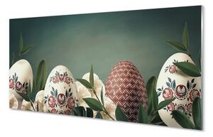 Quadro su vetro Foglie d'uovo fiori 100x50 cm 2 appendini