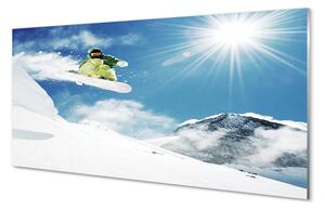 Quadro in vetro Snow board uomo di montagna 100x50 cm