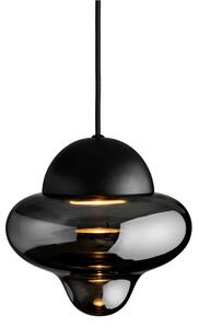 DESIGN BY US Lampada a sospensione Nutty LED, grigio fumo/nero, Ø 18,5 cm, vetro