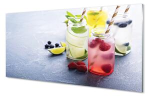 Quadro vetro Cocktail di lamponi, lime e limone 100x50 cm