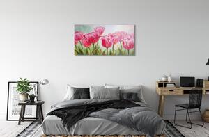 Quadro vetro Immagine dei tulipani 100x50 cm