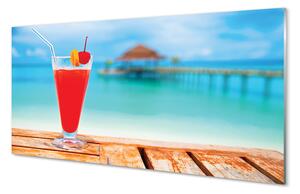 Quadro in vetro Cocktail in riva al mare 100x50 cm 2 appendini