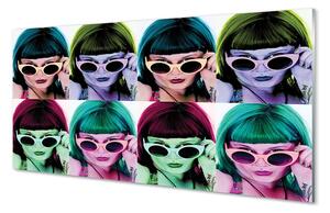 Quadro in vetro Occhiali per capelli colorati da donna 100x50 cm