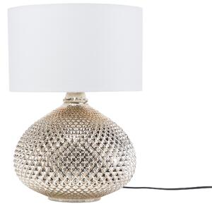 Lampada da Tavolo Metallo dorato 55H cm Paralume paralume in policotone Bianco Glam Beliani