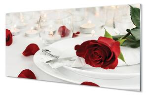 Quadro vetro Rose candele cena 100x50 cm